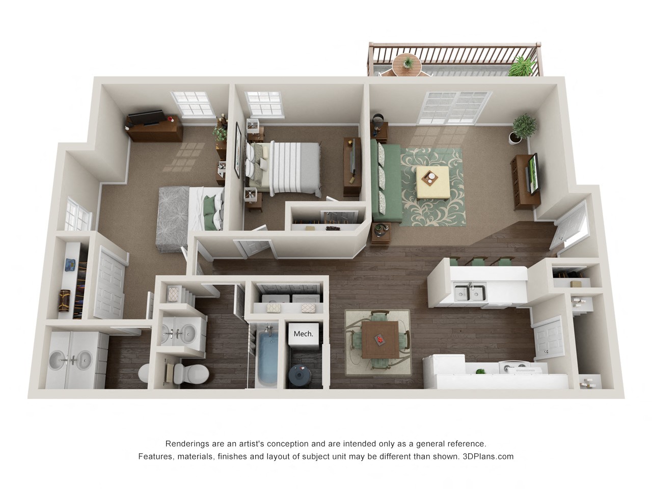 2 bedroom/1.5 bathroom